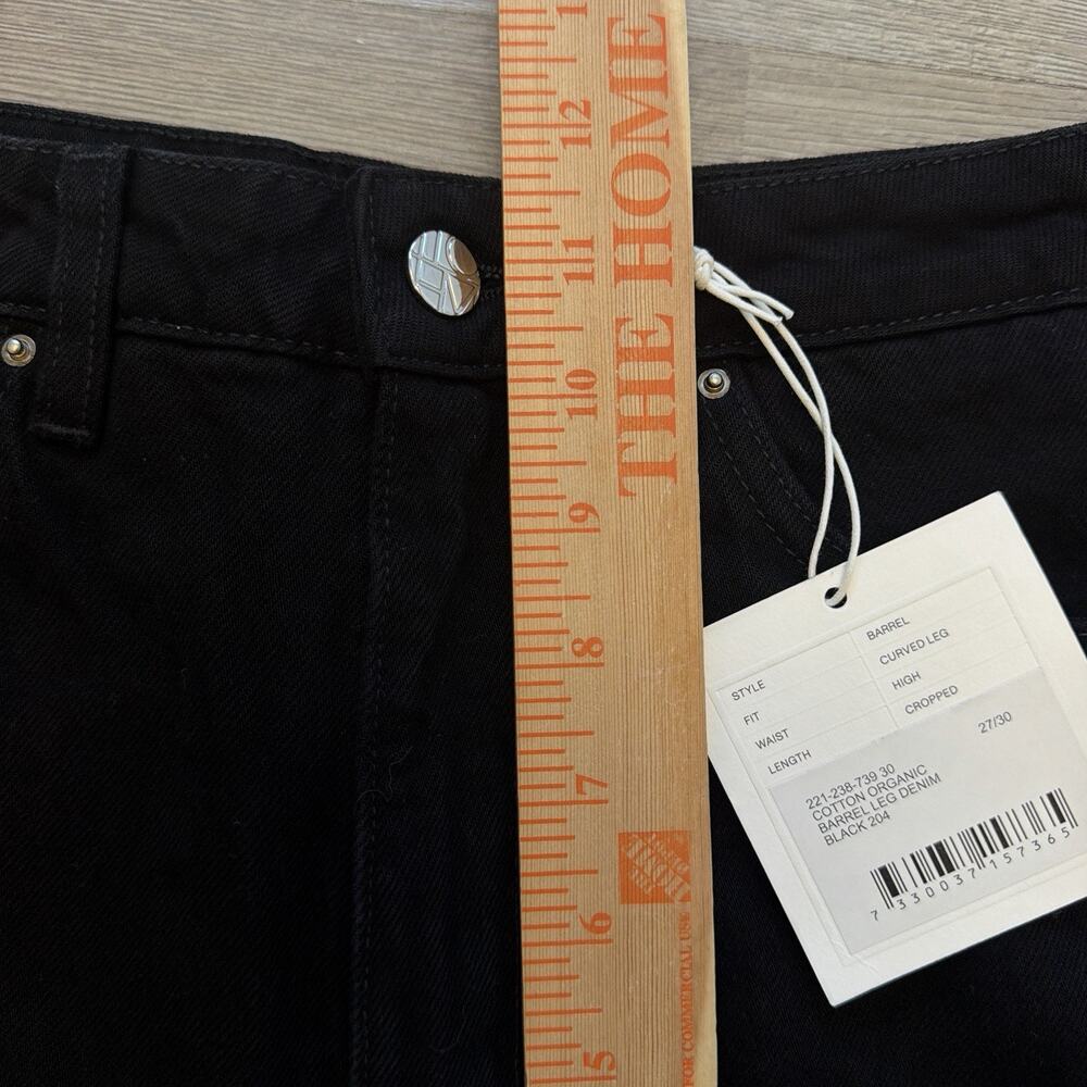 Toteme Barrel Leg Jeans Womens 27 Black High Rise Cropped Curved Denim NWT - Picture 11 of 16